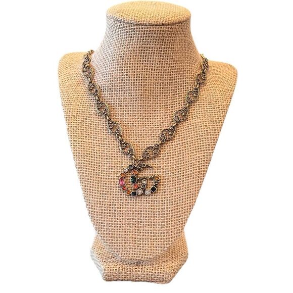 Gucci GG Marmont Drop Necklace Aged Gold / Multicoloured Base Metal - Picture 9 of 9